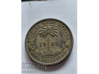 2 Σελίνια Βρετανικής Δυτικής Αφρικής 1938 χαλκός