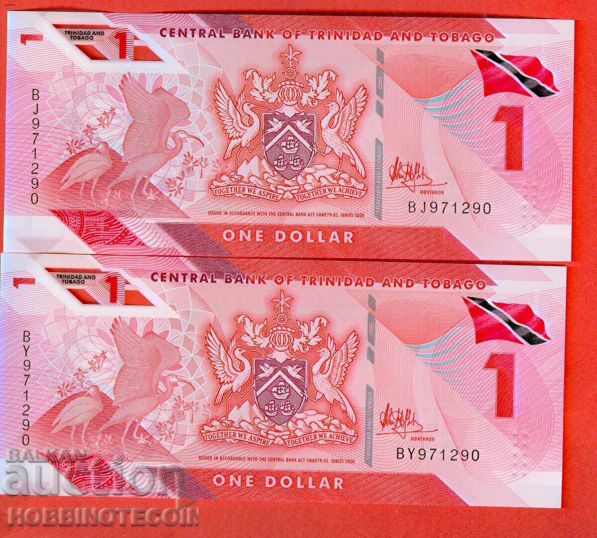 ТРИНИДАД И ТОБАГО 2 х 1 $ ЧИФТ ЕДНАКВИ 2021 UNC ПОЛИМЕР