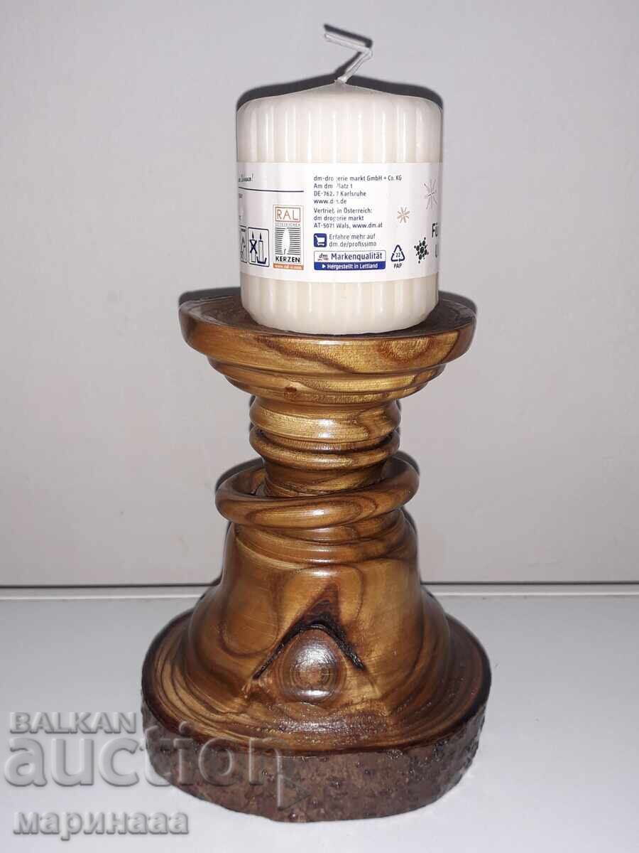 CANDLE HOLDER. SHORT EXOTIC WOOD WITH "LOOP" with price 9.00 BGN | € 4.60 CANDLE HOLDER. SHORT EXOTIC WOOD WITH "LOOP" with price 9.00 BGN | € 4.60