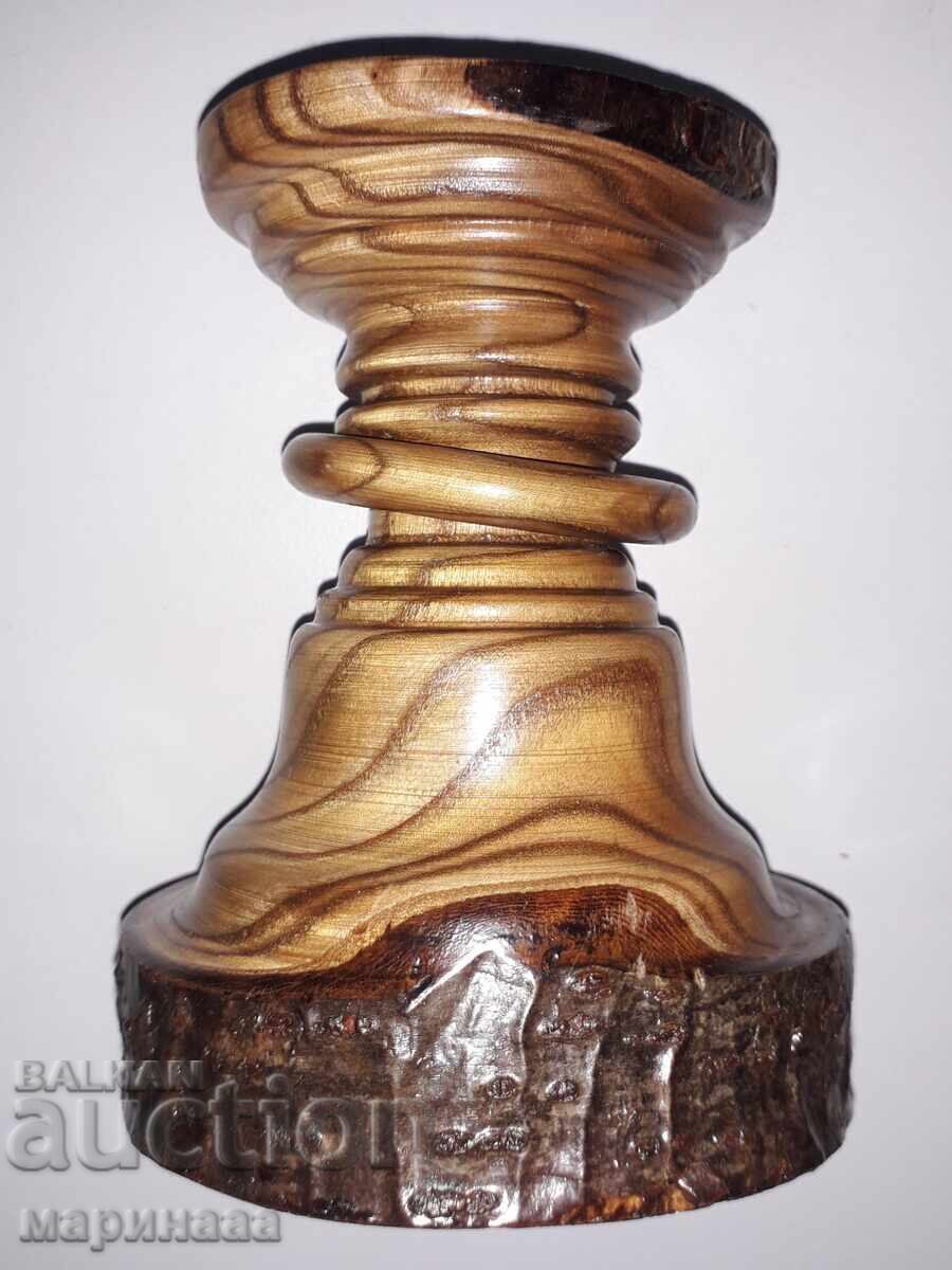 CANDLE HOLDER. SHORT EXOTIC WOOD WITH "LOOP" CANDLE HOLDER. SHORT EXOTIC WOOD WITH "LOOP"