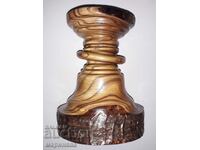 CANDLE HOLDER. SHORT EXOTIC WOOD WITH "LOOP"