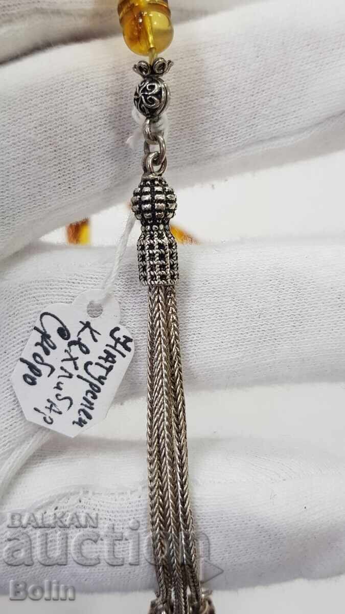 Αυθεντικό κομπολόι Βαλτικής κεχριμπάρι ασήμι 33 χάντρες - 5