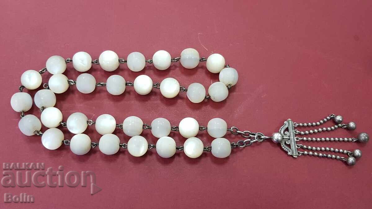 Σπάνιο συλλεκτικό κομπολόι από μαργαριτάρι ασήμι 33 χάντρες 20ος αιώνας