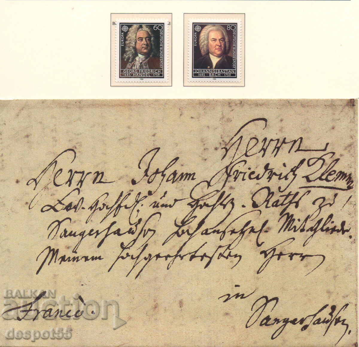 1985. ГФР. Европа. Европейска година на музиката + факсимиле