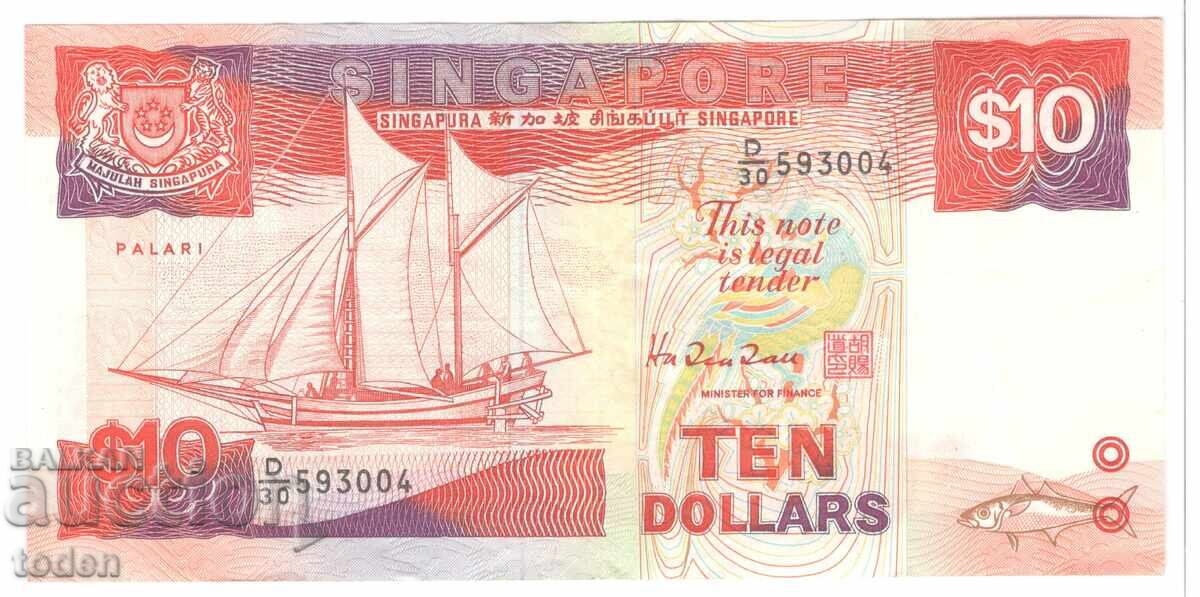 Singapore-10 Dollars-1988-P# 20a-Paper Singapore-10 Dollars-1988-P# 20a-Paper