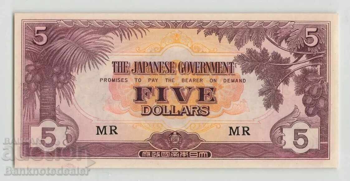 Malaya Guvernul Japonez 5 Dolari 1942 Pick M6c Unc nr. 4