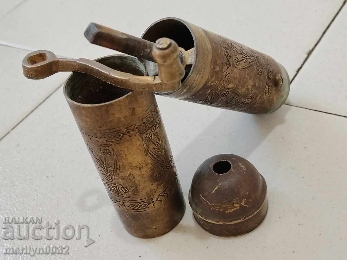 Ελληνική χάλκινη μηχανή άλεσης καφέ, μύλος - 7