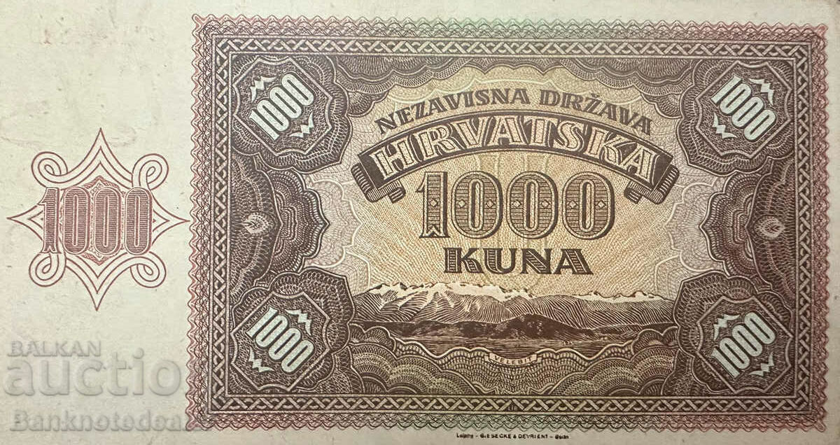 Croatia 1000 Kuna 1941 Pick 4a Ref 2380 Unc с цена 17.00 лв. | € 8.69