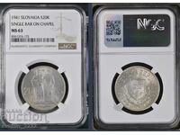 20 Kroni 1941 MS 63 NGC Cyril and Methodius