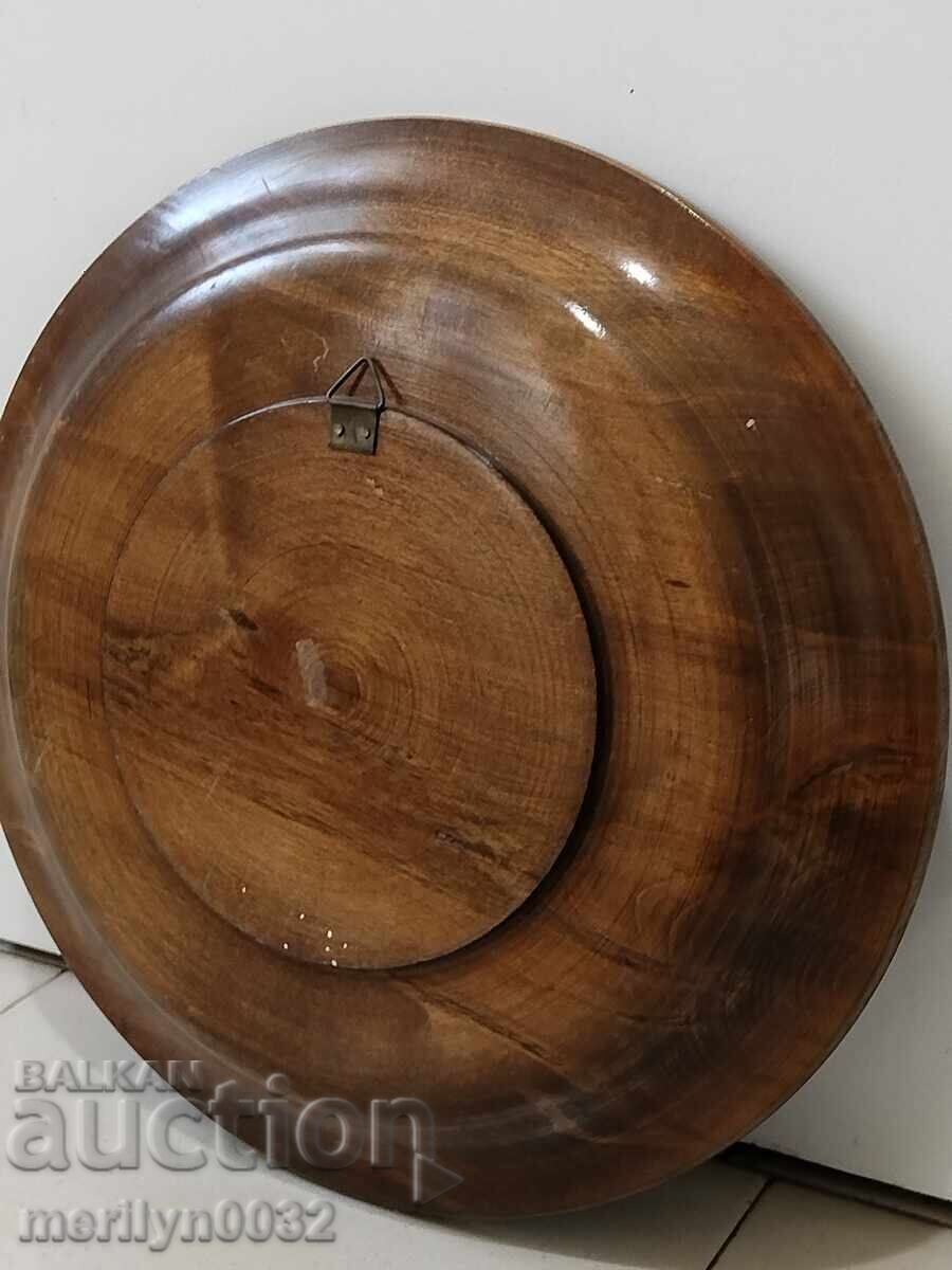 Παλιό πιάτο τοίχου από καρυδιά, ξυλόγλυπτο - 6 Παλιό πιάτο τοίχου από καρυδιά, ξυλόγλυπτο - 6