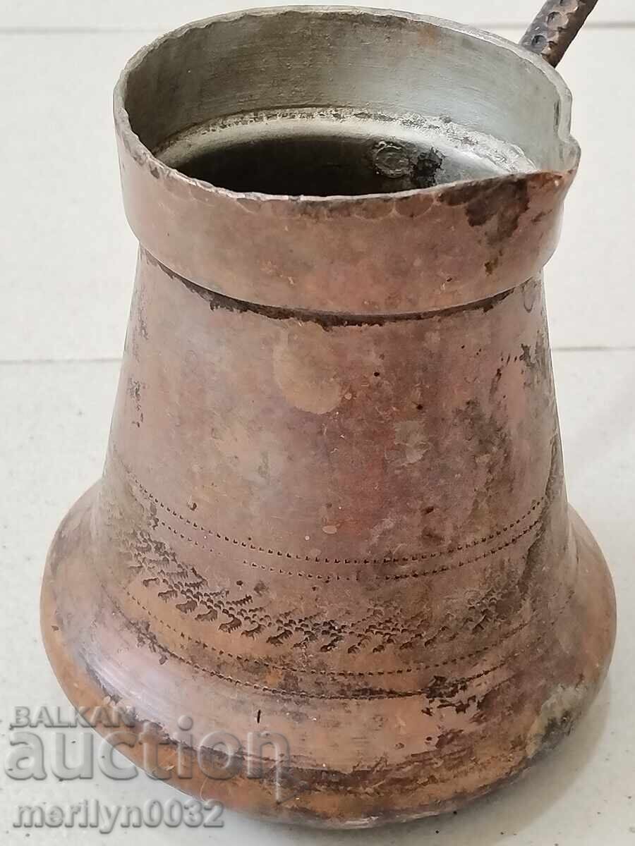 Παλιό κονσερβοποιημένο χάλκινο cezve, καφετιέρα, χάλκινο, χάλκινο δοχείο - 5