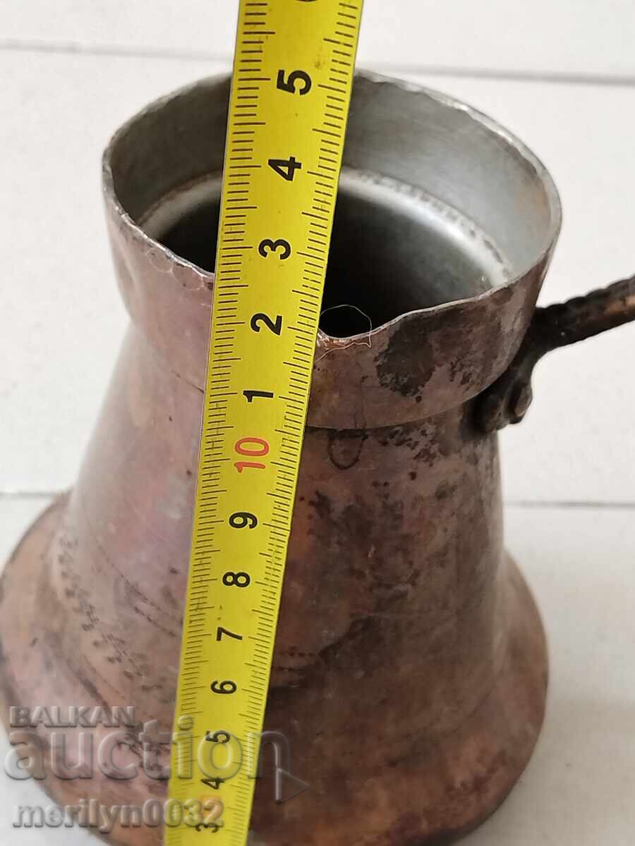 Παλιό κονσερβοποιημένο χάλκινο cezve, καφετιέρα, χάλκινο, χάλκινο δοχείο - 6