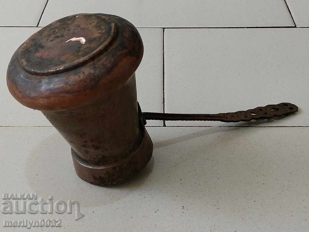 Παλιό κονσερβοποιημένο χάλκινο cezve, καφετιέρα, χάλκινο, χάλκινο δοχείο - 7