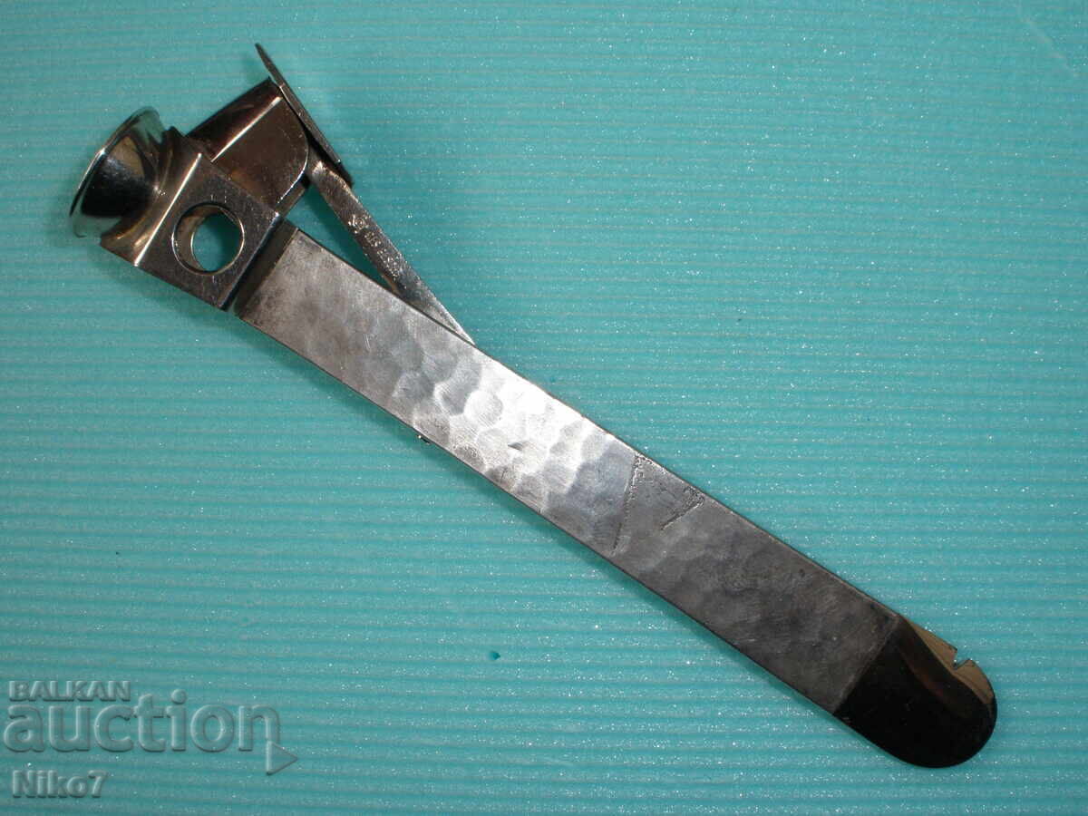 Vechi, tăietor german (cuțit) pentru trabucuri cu mânere de argint