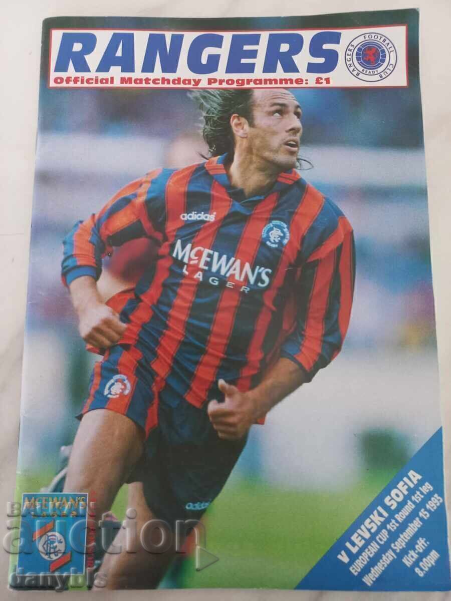 Program fotbal - Rangers - Levski 1993