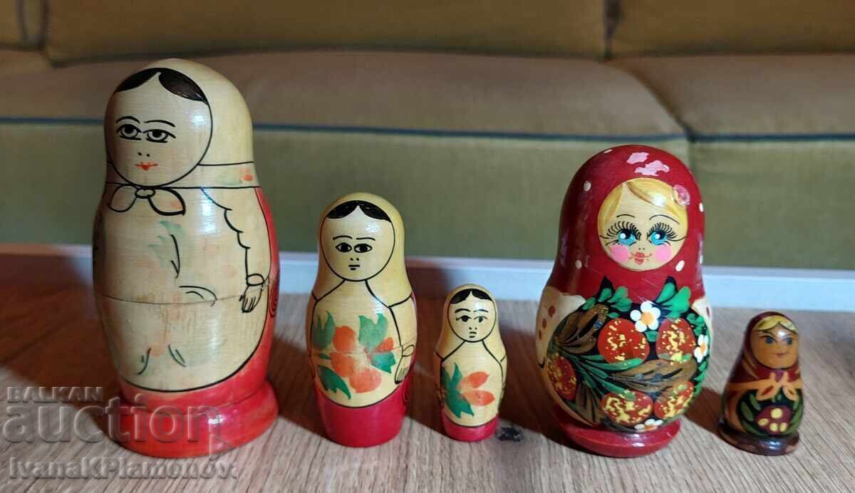 Matrioșki retro pentru colecționari 5 bucăți Matrioșki retro pentru colecționari 5 bucăți