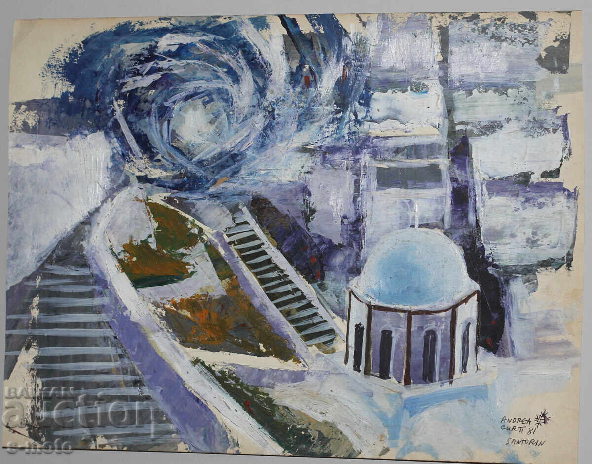 Licitație Tablou ulei Peisaj din Santorini 1981