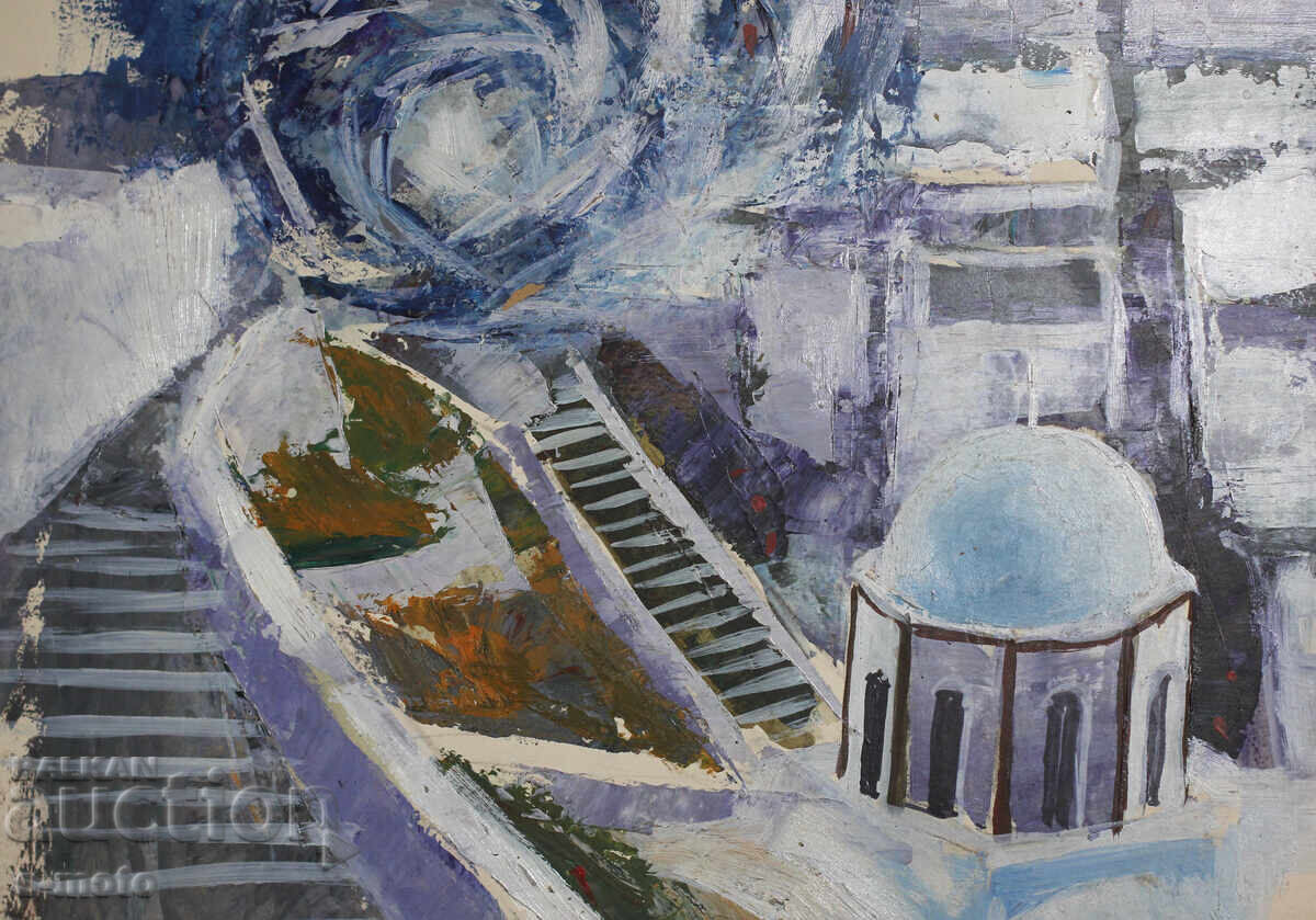 Tablou ulei Peisaj din Santorini 1981 - 5