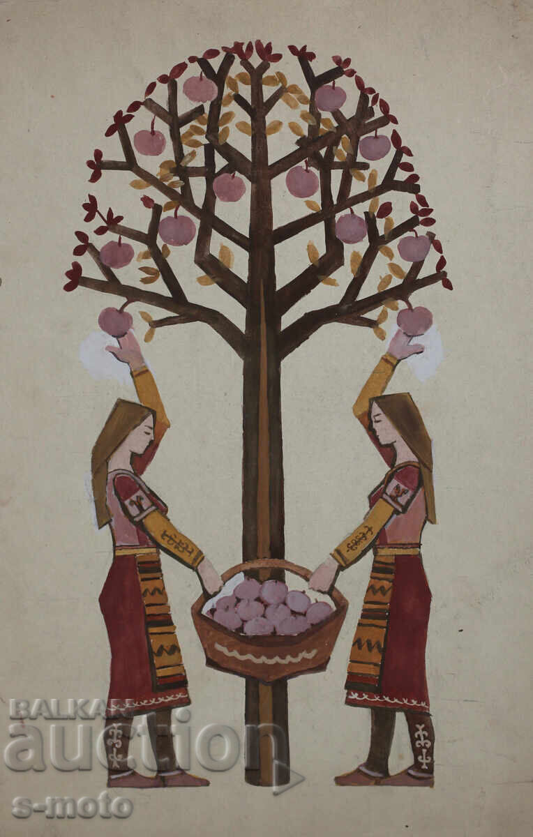 Стара картина гваш жени в носия с цена 250.00 лв. | € 127.82 Стара картина гваш жени в носия с цена 250.00 лв. | € 127.82