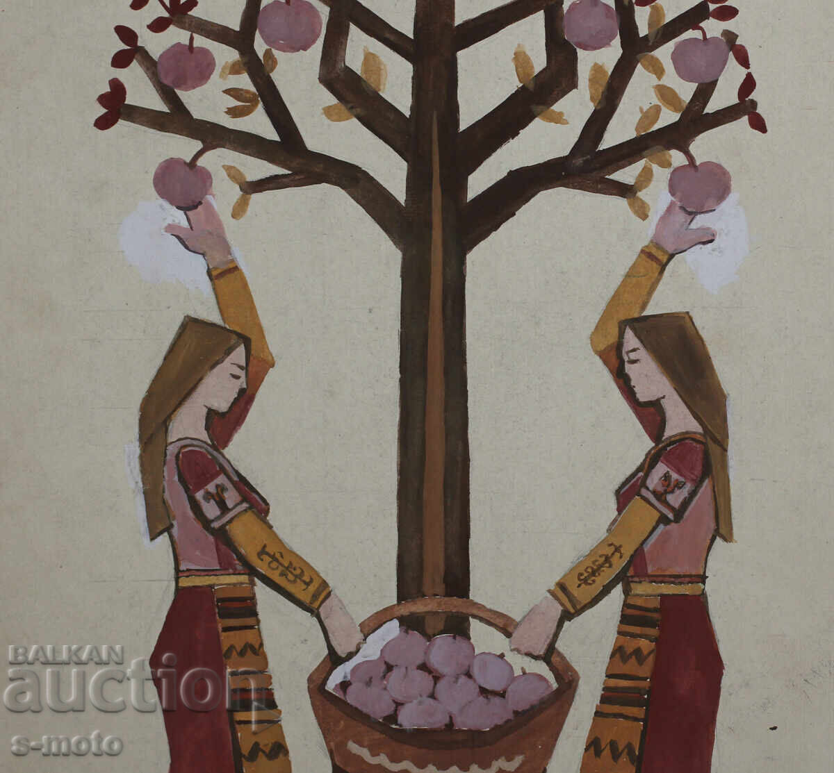 Стара картина гваш жени в носия - 6 Стара картина гваш жени в носия - 6