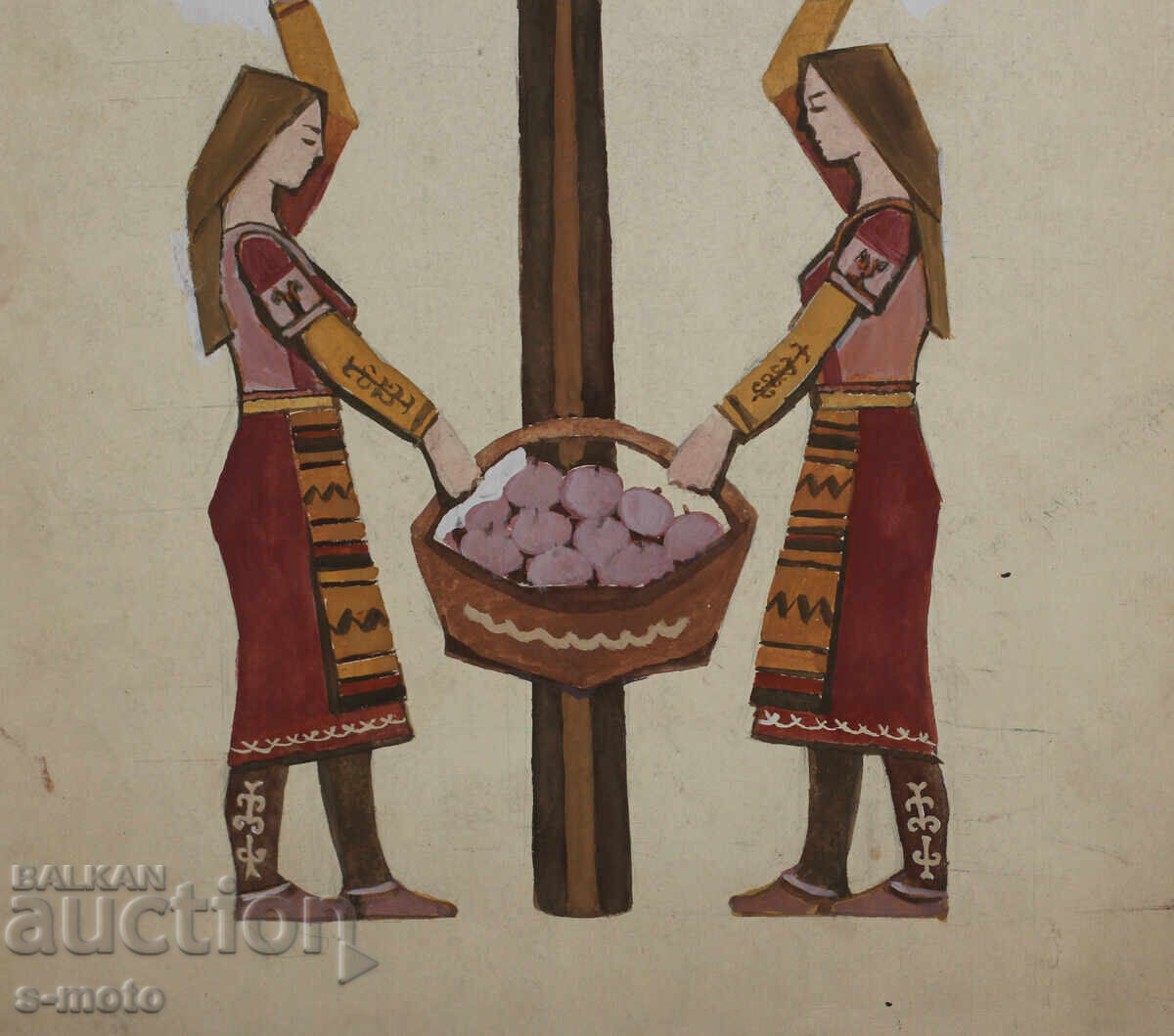 Стара картина гваш жени в носия - 7 Стара картина гваш жени в носия - 7