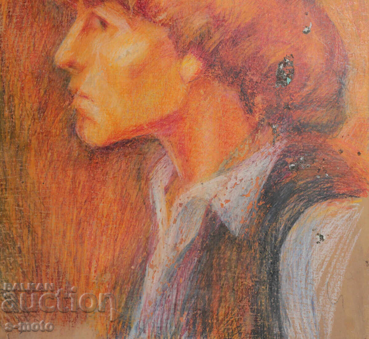 Old pastel painting portrait of a man - 6