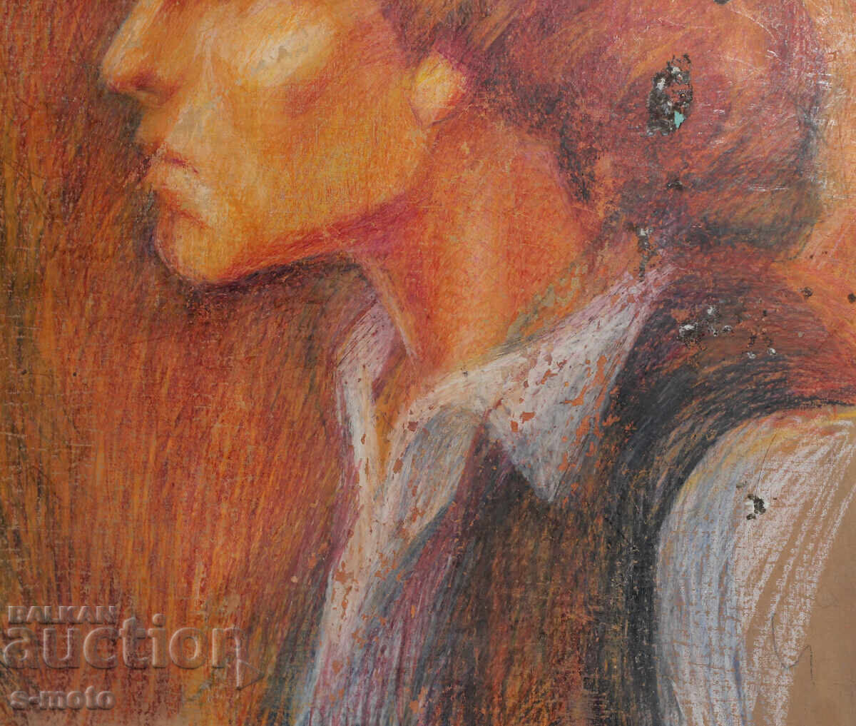 Old pastel painting portrait of a man - 7