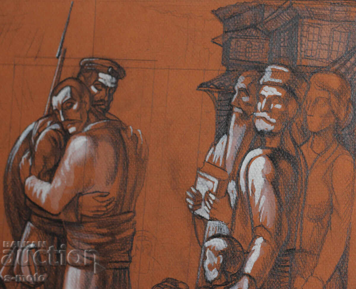 Παράδοση Σχέδιο με μολύβι / πορτρέτο με τέμπερα φιγούρες