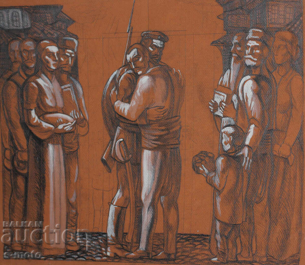 Σχέδιο με μολύβι / πορτρέτο με τέμπερα φιγούρες