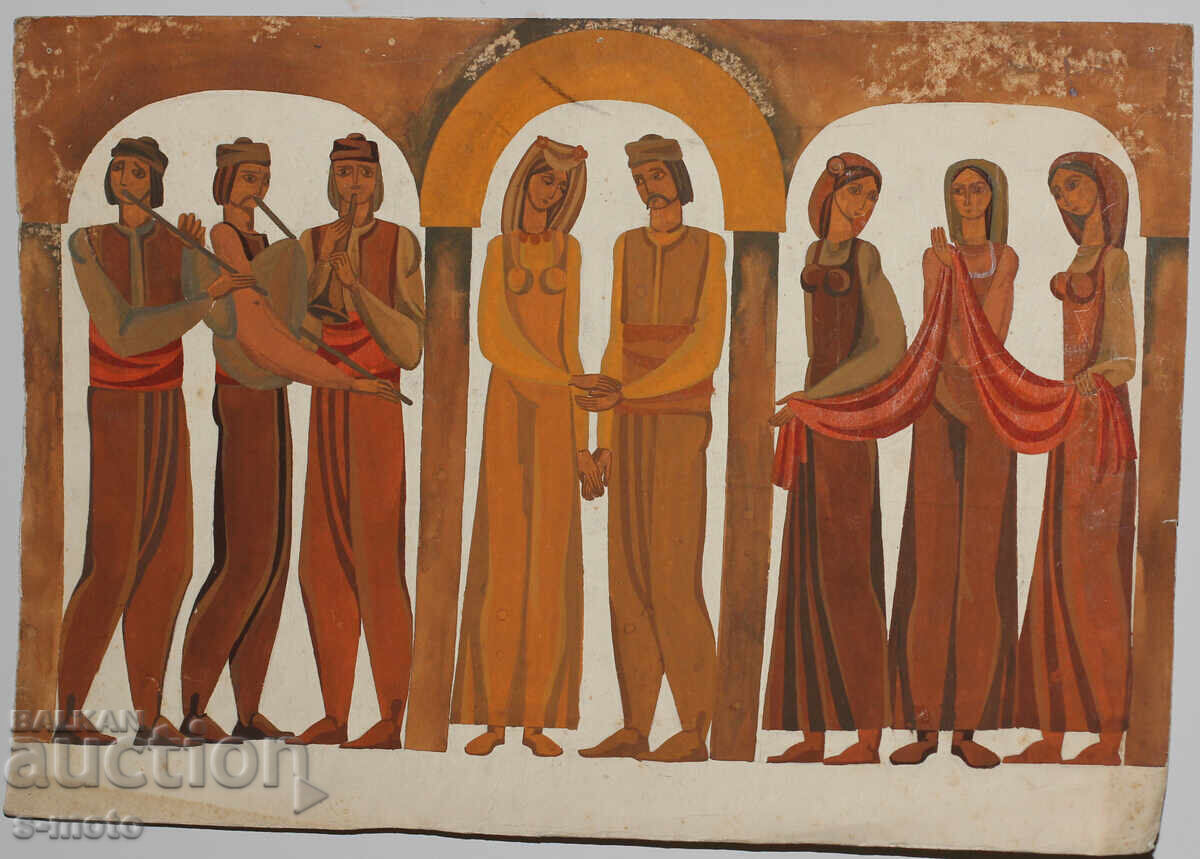 Δημοπρασία Παλαιός πίνακας τέμπερα γάμος