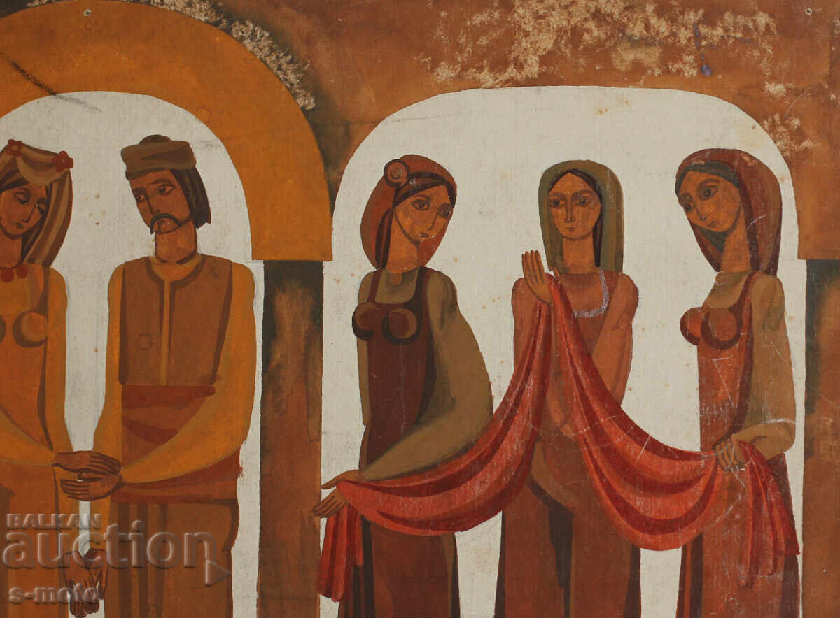 Παλαιός πίνακας τέμπερα γάμος - 7