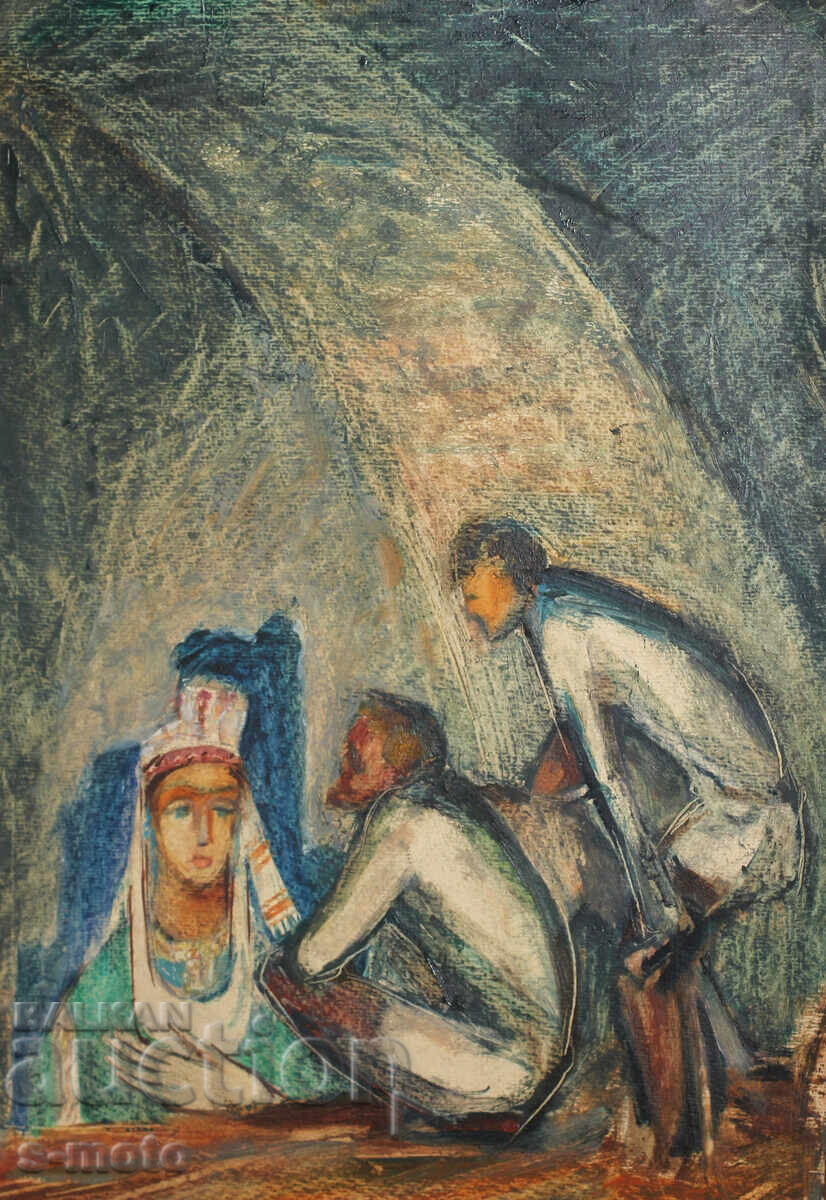 Стара картина маслени бои фигури с цена 300.00 лв. | € 153.39 Стара картина маслени бои фигури с цена 300.00 лв. | € 153.39