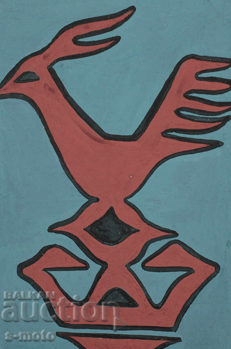 Παλαιό έργο γκουάς στυλιζαρισμένου πουλιού με τιμή 180.00 BGN | € 92.03 Παλαιό έργο γκουάς στυλιζαρισμένου πουλιού με τιμή 180.00 BGN | € 92.03