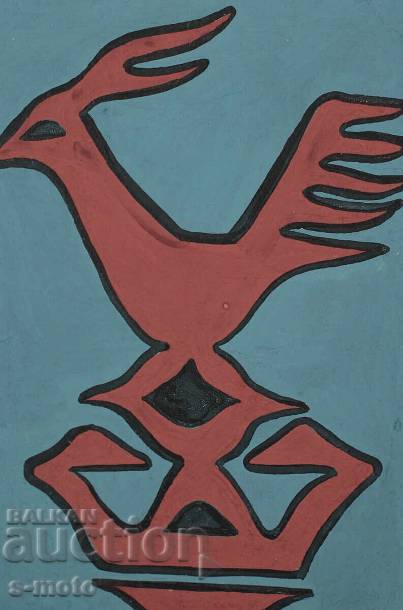 Παλαιό έργο γκουάς στυλιζαρισμένου πουλιού Παλαιό έργο γκουάς στυλιζαρισμένου πουλιού