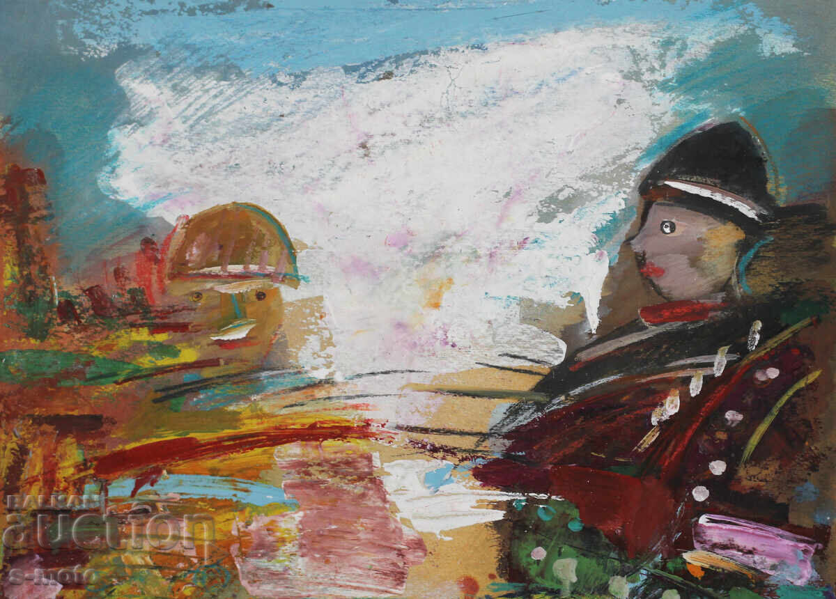 Παράδοση Τέμπερα χρώματα πίνακας αφηρημένο πορτρέτο Παράδοση Τέμπερα χρώματα πίνακας αφηρημένο πορτρέτο