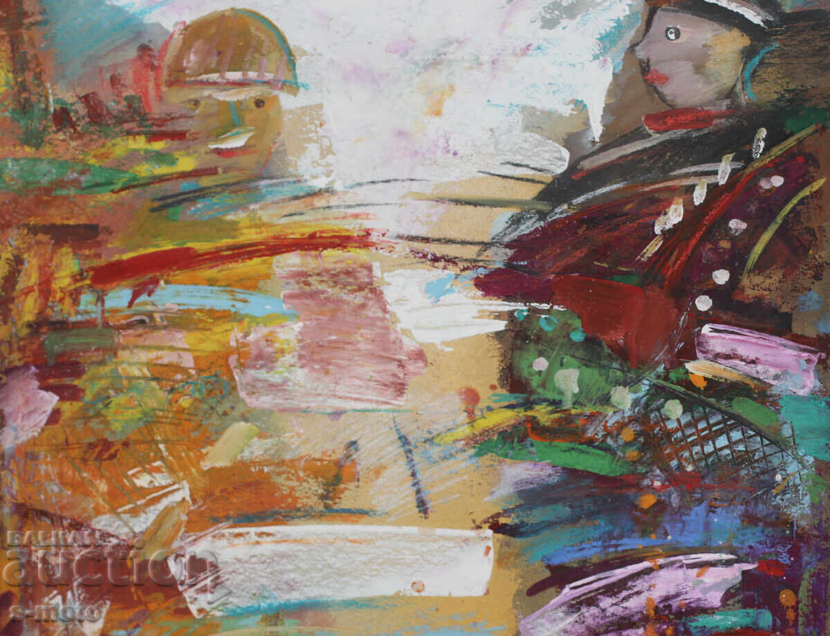 Τέμπερα χρώματα πίνακας αφηρημένο πορτρέτο - 5 Τέμπερα χρώματα πίνακας αφηρημένο πορτρέτο - 5