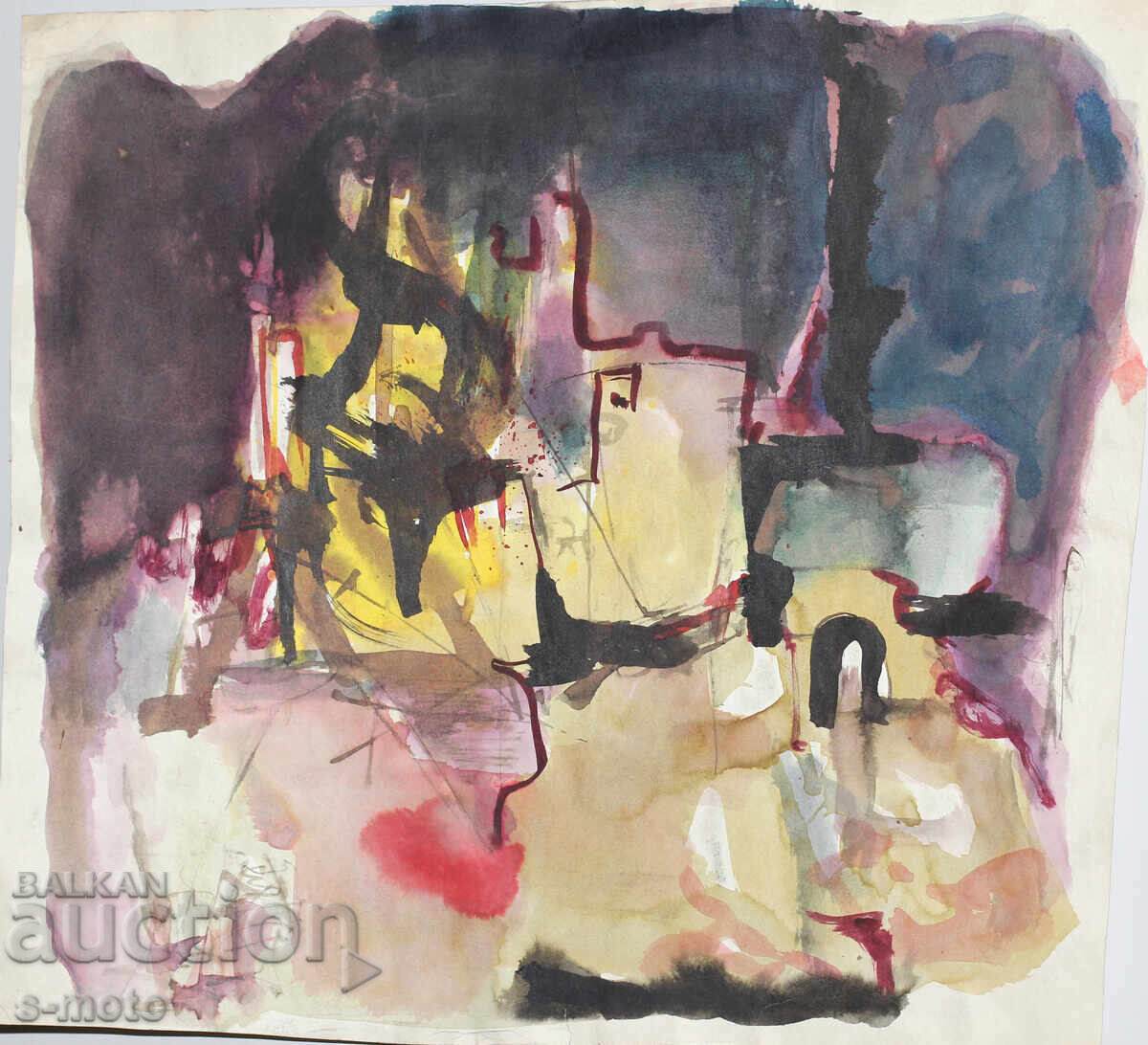 Auction  Watercolor abstract landscape painting