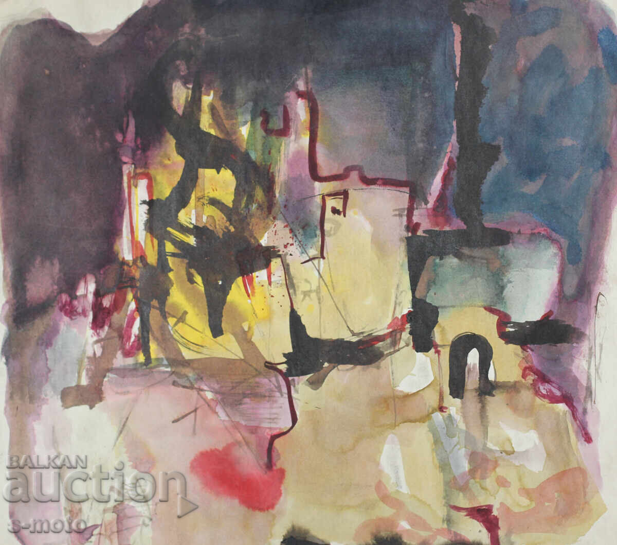 Watercolor abstract landscape painting