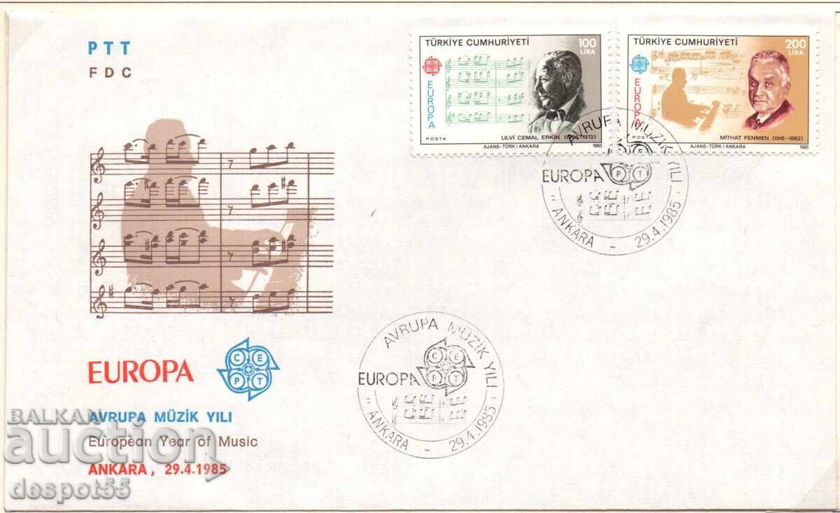 1985. Τουρκία. Ευρώπη - Ευρωπαϊκό Έτος Μουσικής. Φάκελος 1985. Τουρκία. Ευρώπη - Ευρωπαϊκό Έτος Μουσικής. Φάκελος