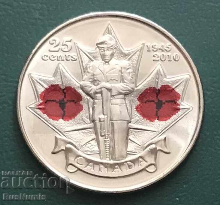 Καναδάς. 25 σεντ 2010. 65η επέτειος από το τέλος του Β' Παγκοσμίου Πολέμου