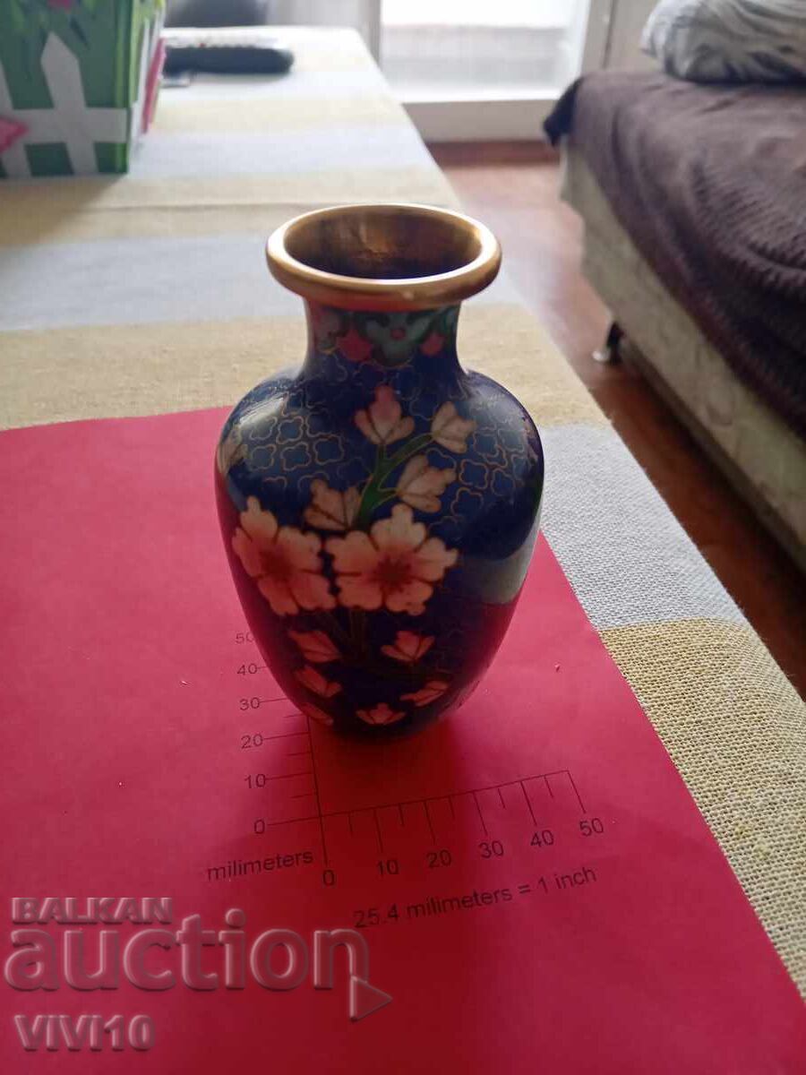 Старинна вазичка емаил ,клазоне 12см