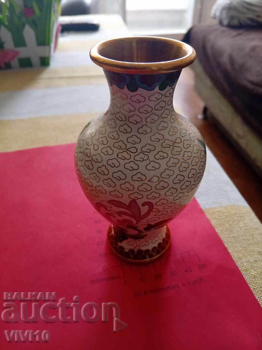 Старинна вазичка емаил ,клазоне 15см Старинна вазичка емаил ,клазоне 15см