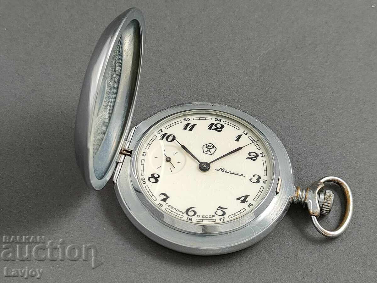 Pocket watch with cover Molnija rare dial