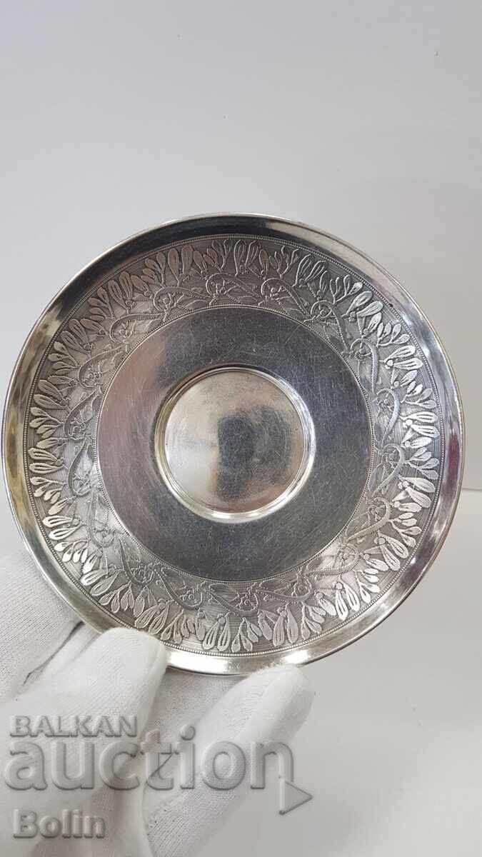 Κομψό ασημένιο φλιτζάνι με πιατάκι Γαλλία τέλη 19ου αιώνα - 5