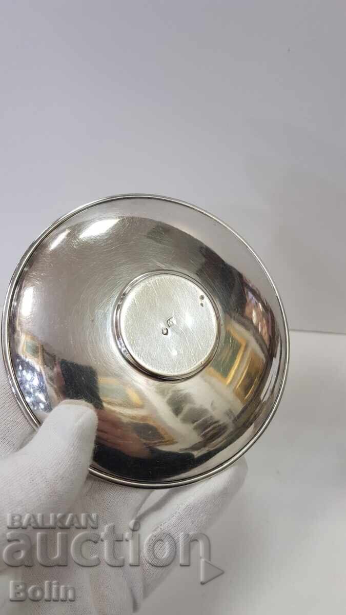 Κομψό ασημένιο φλιτζάνι με πιατάκι Γαλλία τέλη 19ου αιώνα - 7