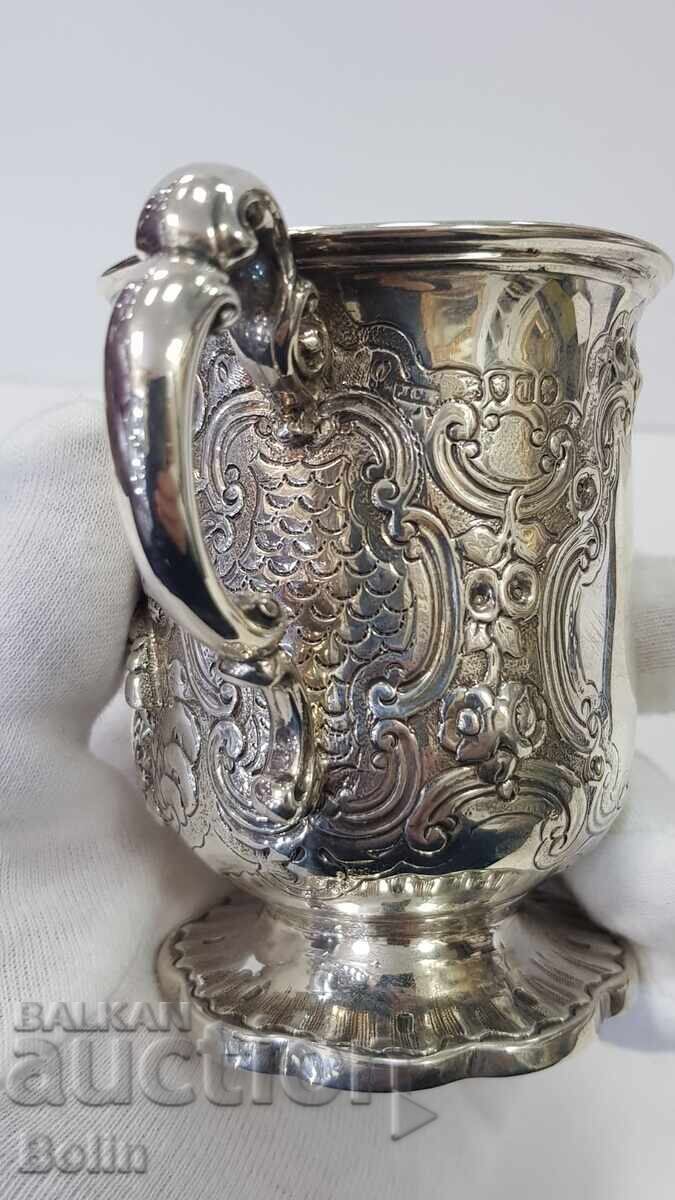 Rare Silver Victorian Cup England 1860-1880 - 7