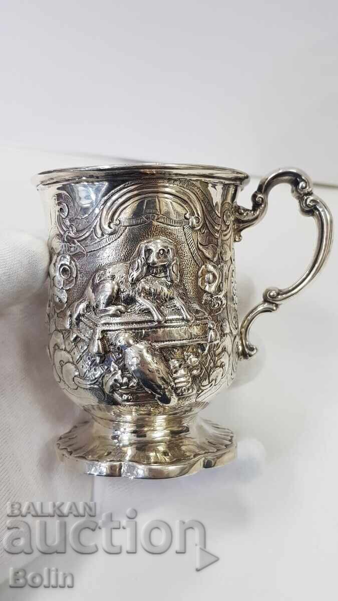 Рядка сребърна Викторианска чаша Англия 1860-1880 Рядка сребърна Викторианска чаша Англия 1860-1880