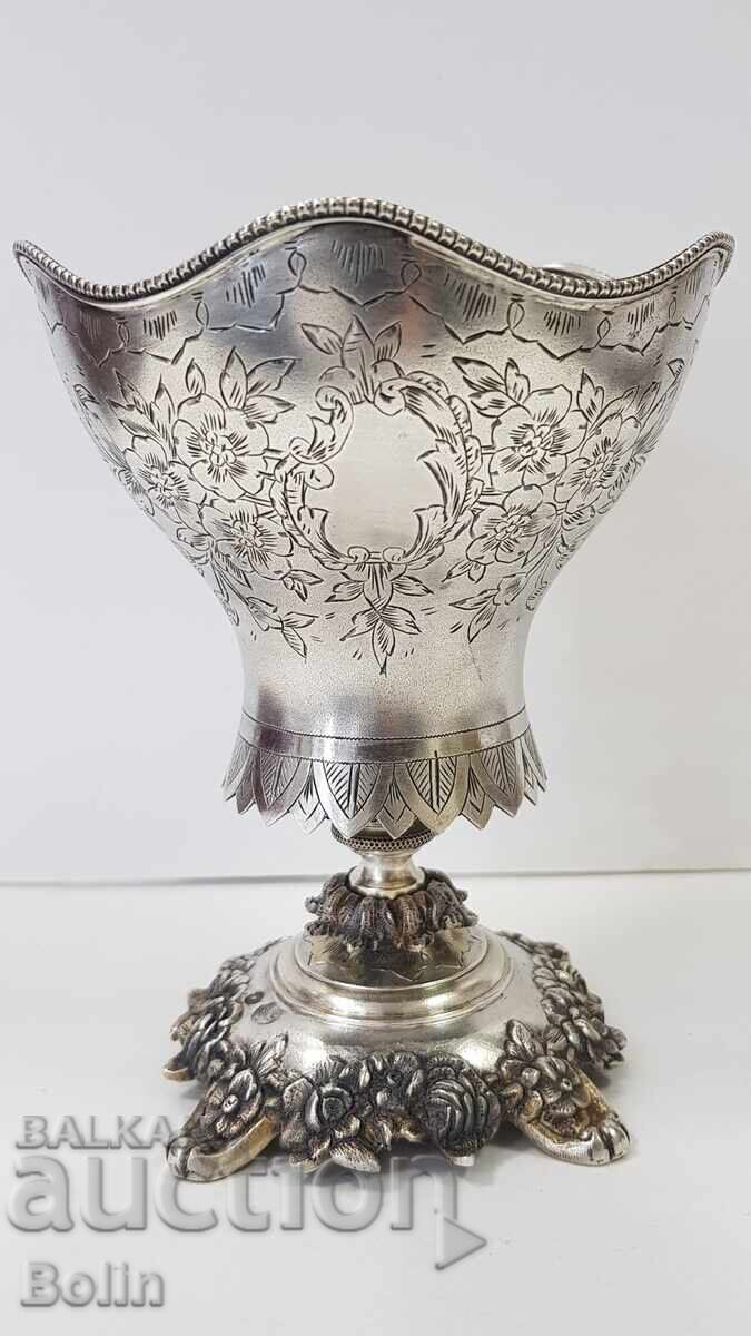 Rare Silver Turkish Ottoman Sugar Bowl with Tughra 19th Century