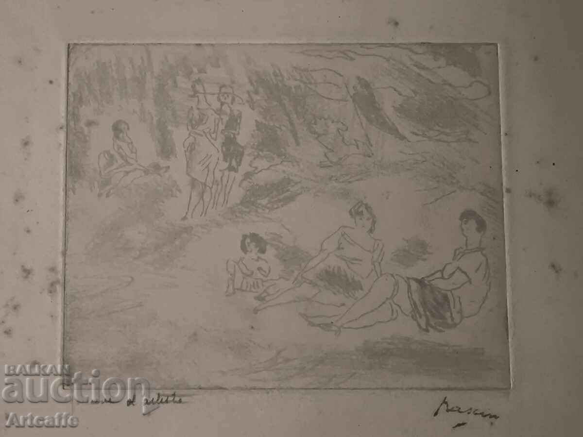 Доставка на Жул Паскин-оригинална графика верни му офорт,1929 Доставка на Жул Паскин-оригинална графика верни му офорт,1929