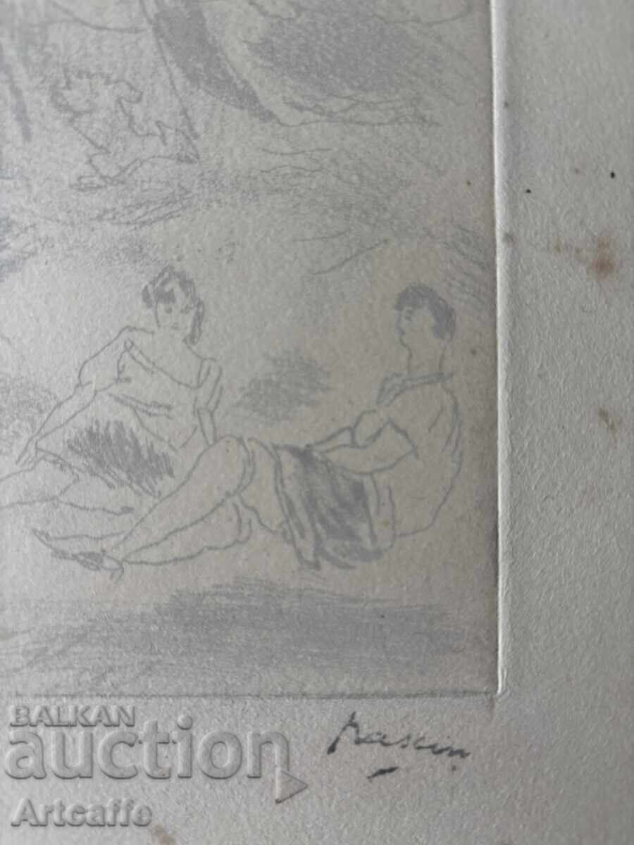 Жул Паскин-оригинална графика верни му офорт,1929 - 5 Жул Паскин-оригинална графика верни му офорт,1929 - 5